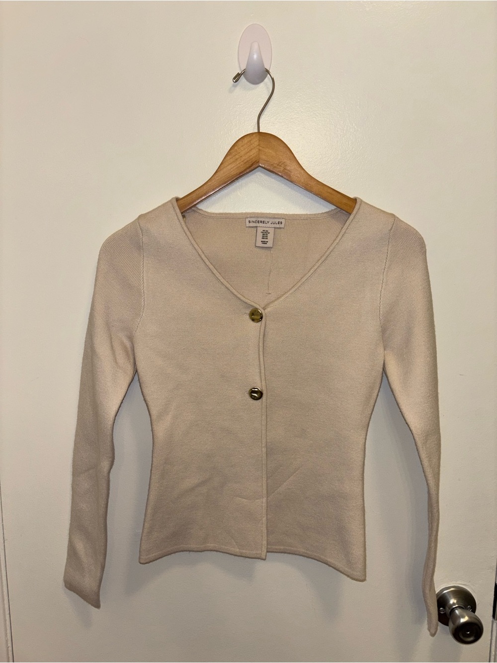 Sincerely Jules Cream V-Neck Button Front Sweater